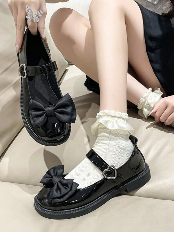 2024 Spring New Arrival Women's Mary Jane Shoes With Bowknot For Schoolgirl And Cosplay (Jk Uniform Style) Valentines