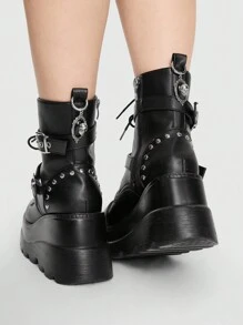 ROMWE 2pcs Gothic & Dark Skull Pendant Shoe Decoration - Black - View 3