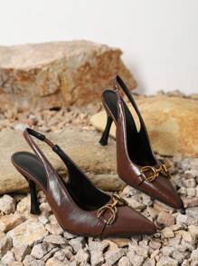 秋冬大码女式时尚尖头细跟高跟鞋，性感休闲派对鞋，包头凉鞋，春夏款，黑色，优雅