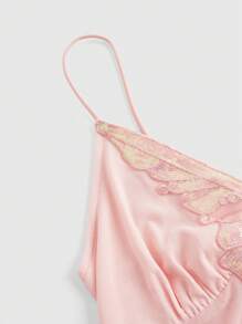 ROMWE Fairycore Women's Sequined Butterfly Pattern Splice Cami Top With Bow Decoration - Pink - View 3
