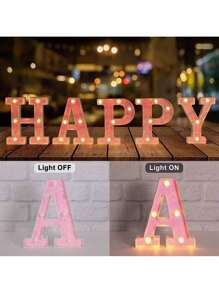 1入組粉色字母字型led燈,diy生日情人節婚禮派對裝飾燈,0-9數字暖黃色燈 - 黃色 - 查看 2