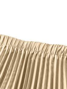 SHEIN Unity Plus Size Solid Color Pleated Elastic Waist Skirt - Champagne - View 3