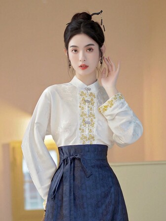 Chinese Style Ancient Costume New Chinese Hanfu Top With Traditional Elements And Open-Front Design