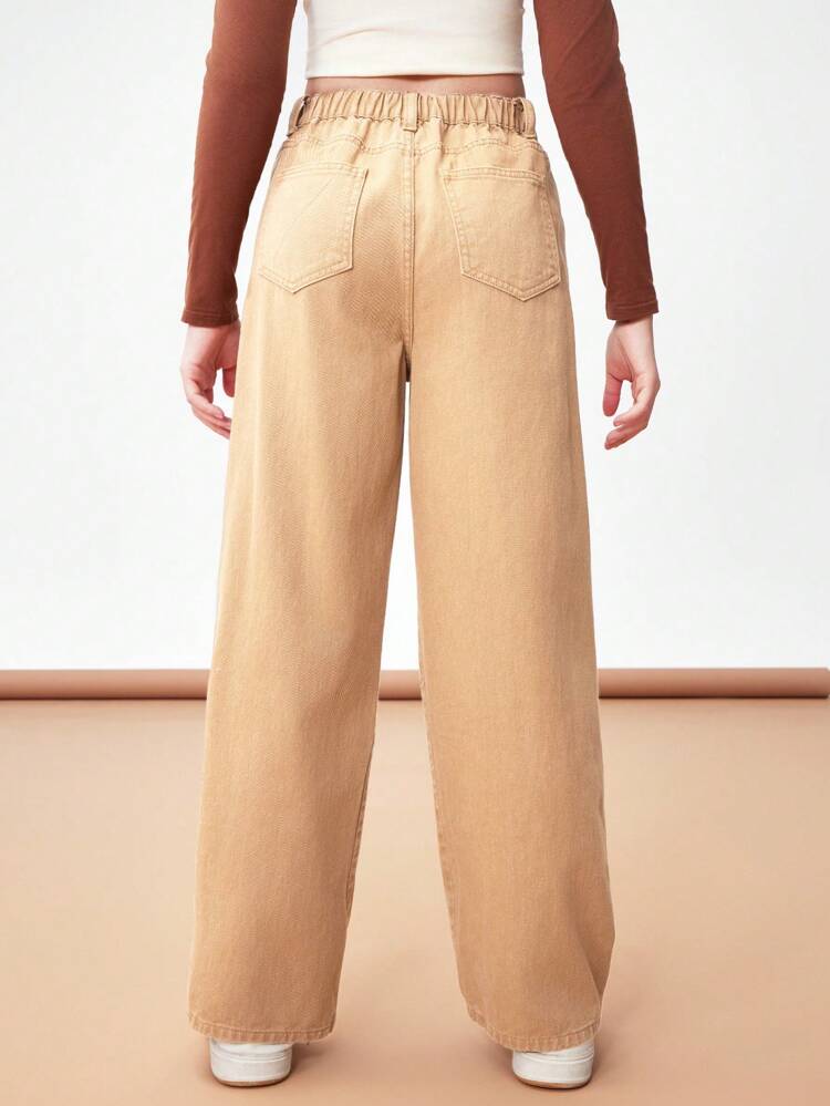 Teen Girls' Butterfly Pattern Casual Straight Leg Jeans