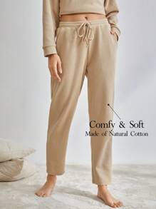 Ocili 純色束口休閒褲 - 卡其色 - 查看 1