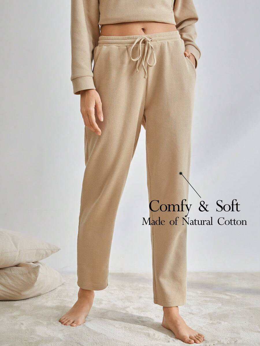 Ocili 純色束口休閒褲 - 卡其色 - 查看 1