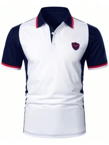 Manfinity Mode 男士商务休闲拼色翻领 Polo 衫，适合老公外出穿着