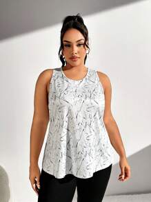 SHEIN Sport Studio Plus Size Sporty Printed Tank Top
