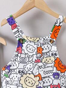 SHEIN Young Boy Cute Cartoon Printed Jumpsuit With Backpack For Summer - Multicolor - View 4