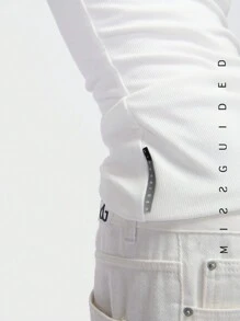 MISSGUIDED 深V領肋紋背心上衣 - 白色 - 查看 6