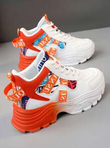 Zapatos De Deporte Transpirables Nuevos De Edición Limitada Para La Primavera/verano 2024 De Diseño Bloque De Colores, Zapatillas Deportivas De Moda Con Suela Gruesa Y Diseño De Aumento De Altura