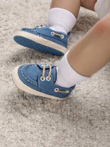 1 Paar Lässige Sportschuhe Für Babys Mit Perforationsdetail Und Vorderer Klettverschluss - Blau - Übersicht 6