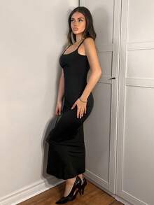 SHEIN BAE Quý cô Màu thuần Không lưng Áo ba lỗ Váy bodycon - Nhiều màu - Xem 5