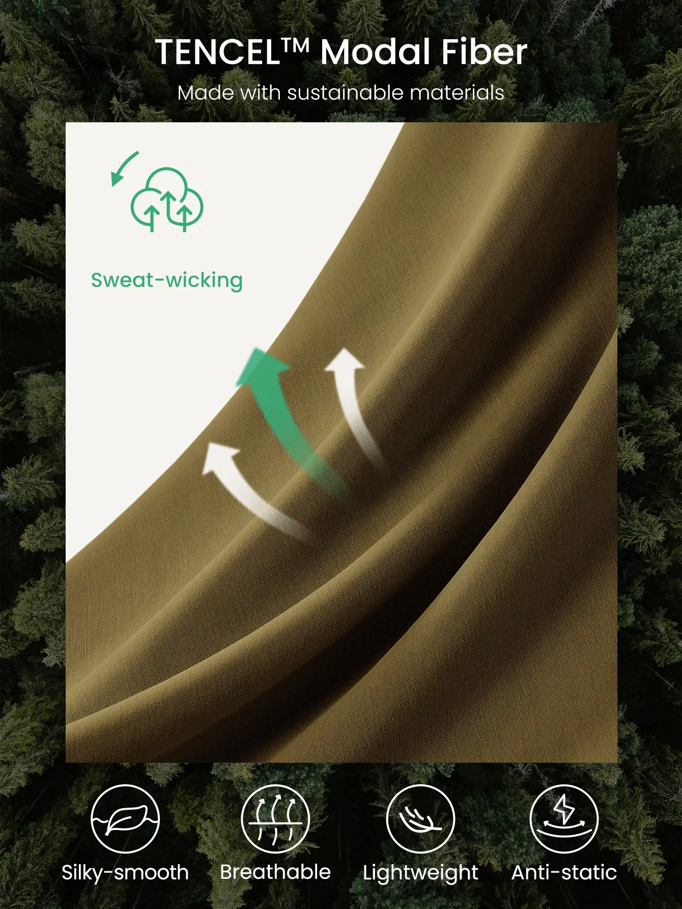 GLOWMODE Modal Infinity Dress Just Flow Pocket Ribbon High-Low Light Support Low Impact Daily Casual Travel Summer Dance Quick Dry Moisture Wicking - Olive Green - View 4