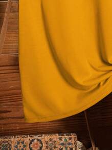 INAWLY Sunflower Printed Round Neck Short Sleeve T-Shirt Graphic Tees Women Tops - Mustard Yellow - View 4