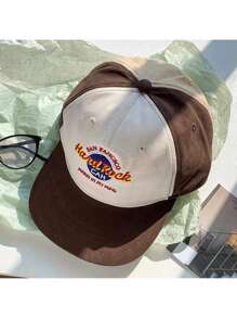 1 pieza de gorra de béisbol con visera plana para padres e hijos con bordado y diseño de patchwork en estilo japonés, adecuada para ropa urbana, estilo hip hop, playa, exteriores y uso casual diario - Multicolor - Ver 5