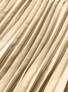 SHEIN Unity Plus Size Solid Color Pleated Elastic Waist Skirt - Champagne - View 4