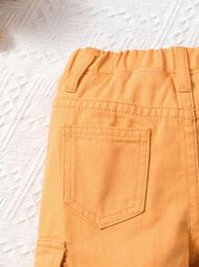 Pantalones Vaqueros De Trabajo De Pierna Recta Para Bebé Niña - Naranja - Ver 7