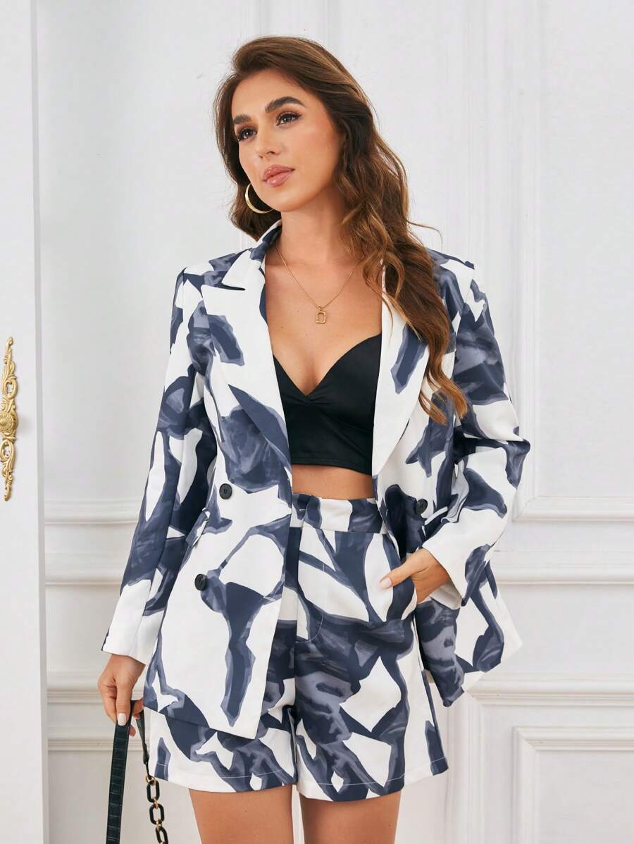 Aveloria Women's Summer Random Printed Shorts Suit Set - Multicolor - View 1