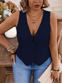 Calvaya Plus Size Women's Single-Breasted Casual Suit Vest Graduation,Back To School,Teacher Outfits For Women