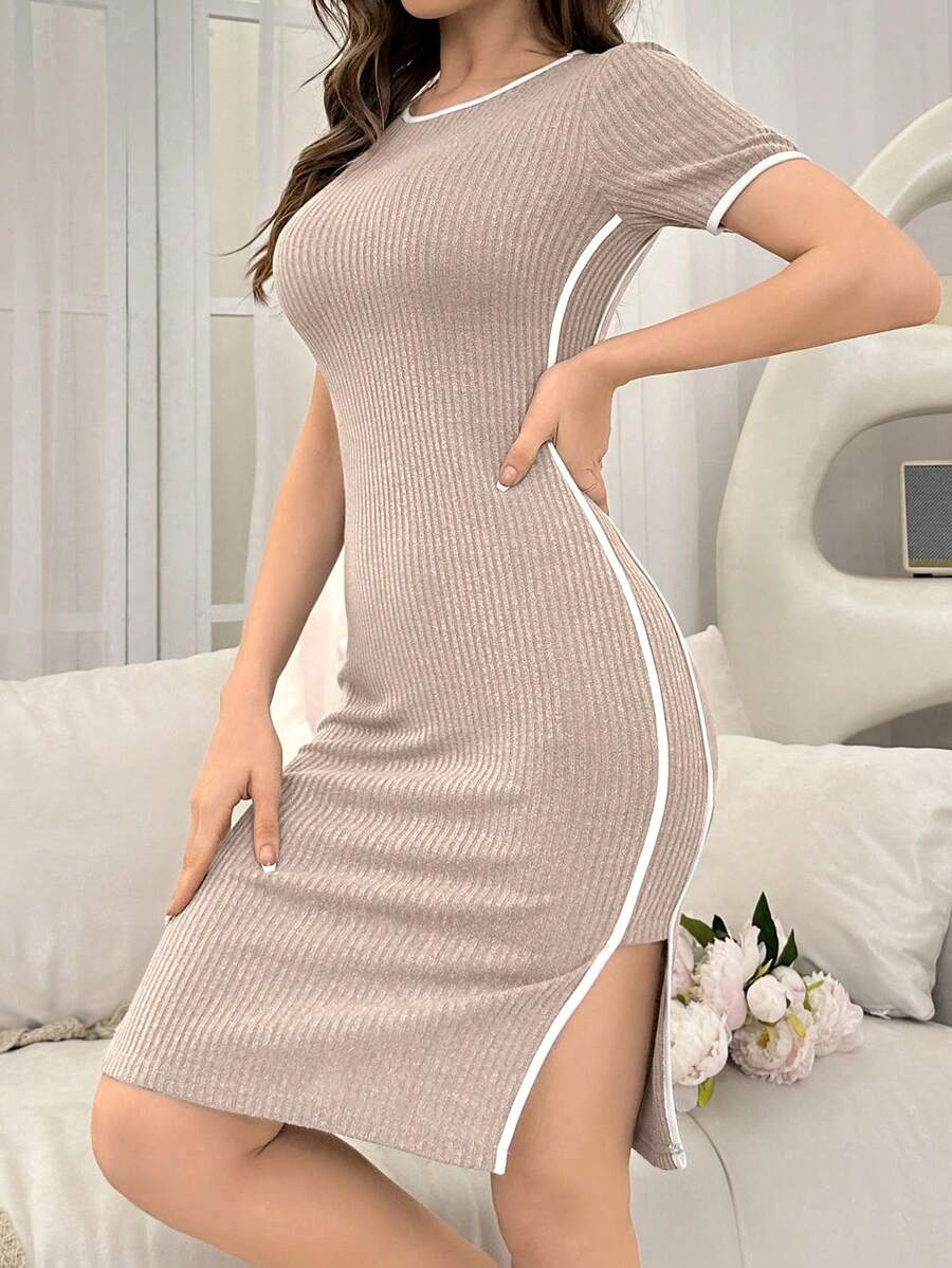 Của phụ nữ Quần bó Trang phục mặc nhà Đầm Với Khối màu Và - Màu Khaki - Xem 1