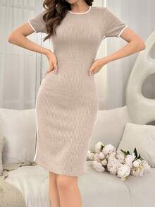 Của phụ nữ Quần bó Trang phục mặc nhà Đầm Với Khối màu Và - Màu Khaki - Xem 3