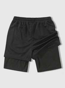 ROMWE MEN Goth Pantalones cortos de baloncesto con diseño de 2 en 1, estilo gótico, transpirables, con estampado de letras y cruces, adecuados para uso diario en primavera y verano, escuela, Halloween - Negro - Ver 2