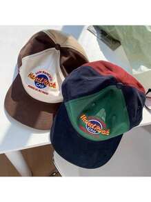 1 pieza de gorra de béisbol con visera plana para padres e hijos con bordado y diseño de patchwork en estilo japonés, adecuada para ropa urbana, estilo hip hop, playa, exteriores y uso casual diario - Multicolor - Ver 1
