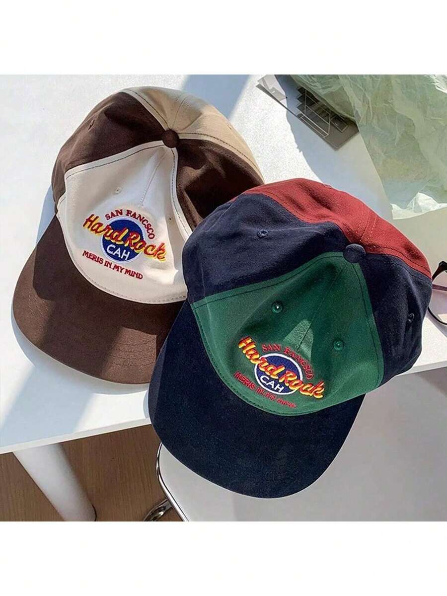 1 pieza de gorra de béisbol con visera plana para padres e hijos con bordado y diseño de patchwork en estilo japonés, adecuada para ropa urbana, estilo hip hop, playa, exteriores y uso casual diario - Multicolor - Ver 1