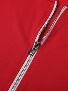 Manfinity Homme Men's Sleeveless Hooded Tank Top With Zip Closure - Red - View 6