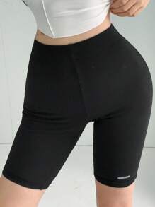 DAZY 女士纯色及膝夏季打底裤 - 黑色 - 查看 4