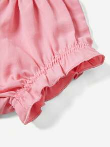 SHEIN Baby Girl Summer Casual Plaid & Striped Elastic Waist Shorts 3pcs Outfits