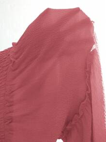 Slaydiva Plus Size Ruffled Strapless Top With Frill Edge Embellishment And Wide Leg Pants - Pink - View 6
