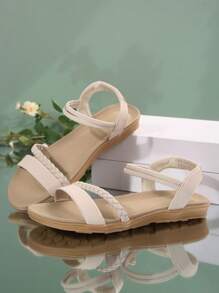 2024 Nuevas Sandalias Planas para Mujer, Talla Grande, Ligeras, Calzado de Playa, Atuendos de Primavera y Verano - Beis - Ver 5