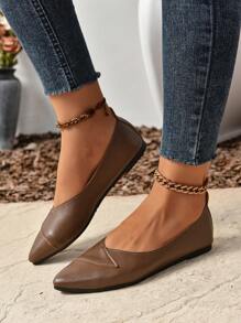 Của phụ nữ Đúng mốt Và Thoải mái Kích thước lớn Pointed Toe Giày phẳng Đối với Mặc hàng ngày - màu nâu - Xem 3