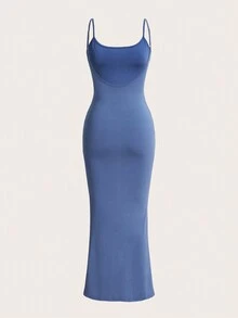 SHEIN BAE Quý cô Màu thuần Không lưng Áo ba lỗ Váy bodycon - Nhiều màu - Xem 6