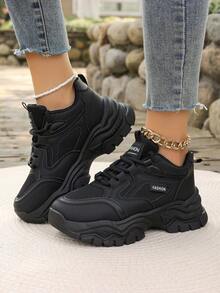 女士運動鞋，2024年春季新款網眼透氣多功能厚底鞋，具有防滑柔軟鞋底，適合辦公室工作 - 黑色 - 查看 3