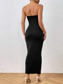 Allurite Women's Sexy Strapless Hollow Out Bodycon Dress Maxi Women Outfit