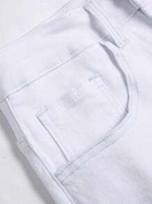 Manfinity EMRG Men's Denim Pants With Letter Print And Distressed Design