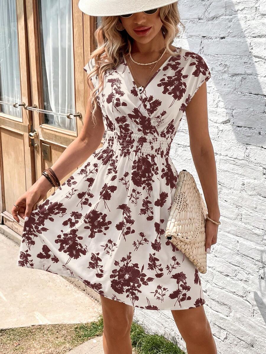 SHEIN Clasi Của phụ nữ Eo Buộc In hoa Kỳ nghỉ Phong cách Đầm - Nhiều màu - Xem 1