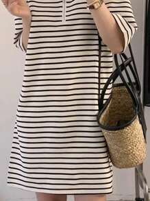 DAZY Women's Striped Loose Casual Dress Sundress