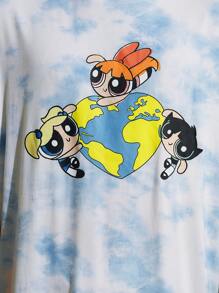 SHEIN Earth Day Fanverse Picks Men Cartoon And Tie Dye Print Drop Shoulder Tee & Shorts Set - Multicolor - View 6