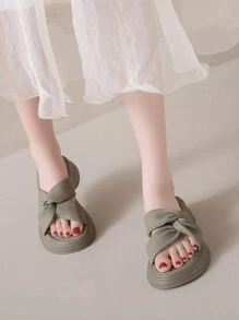 女性新款厚底涼鞋,柔軟底部休閒運動沙灘鞋,夏季款式 - 軍綠色 - 查看 5