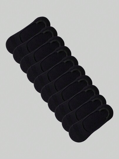 10pairs/Set Women's Summer Black Invisible Socks For Sports And Travel
