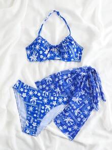 Teen Girl Youth Beach Style Rope Bikini Set With Print Design, Mommy And Me Matching Outfits (2 Sets Sold Separately) Summer Beach - Multicolor - View 4