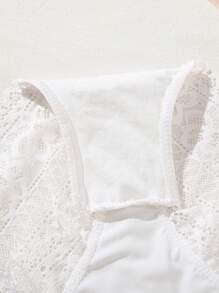 Plus Contrast Lace Panty - White - View 6