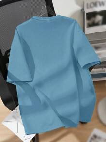 SHEIN Tween Boy Casual Cartoon Gaming Console Pattern Short Sleeve Round Neck T-Shirt Suitable For Summer - Baby Blue - View 2