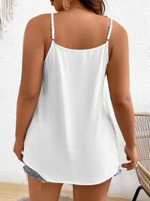 SHEIN Frenchy Plus Size Solid Color Lace Trim V-Neck Camisole Top