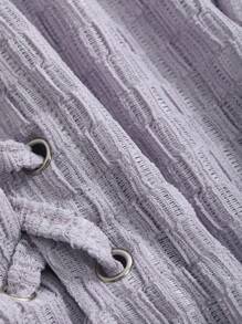 DAZY Của phụ nữ Ngắn tay Dây rút Buộc Áo thun - Màu tím - Xem 9