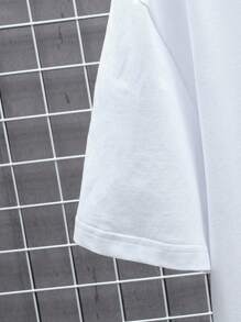 NEOREFINED Men's Oversized Drop Shoulder T-Shirt With Letter Print - White - View 6